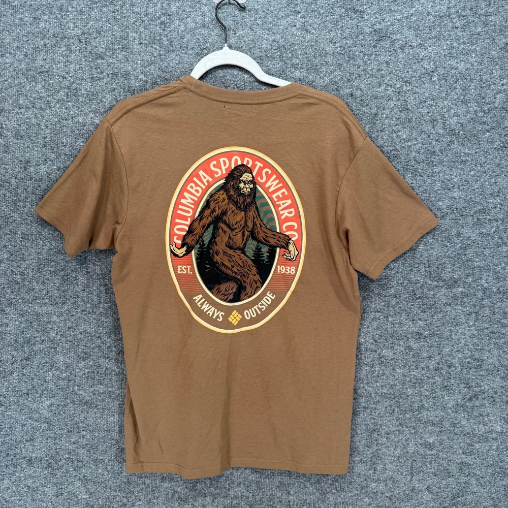 Columbia Bigfoot Tshirt Mens Medium Brown Bigfoot Sasquatch Graphic Outdoor Tee - Picture 1 of 8